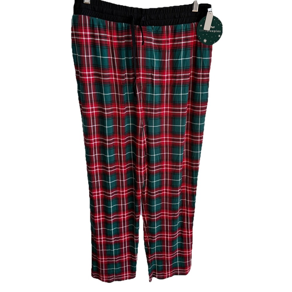 Little Sleepies Men's Red Plaid Pants Size XL Bamboo Pajamas NWT